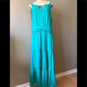 Talbots XLP green ruffled dress Cotton & Modal